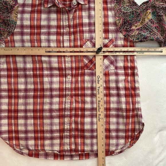 Holding Horses Shirt Size L Mixed Media Embroidered Sleeves Button-Up Multicolor - Picture 6 of 6